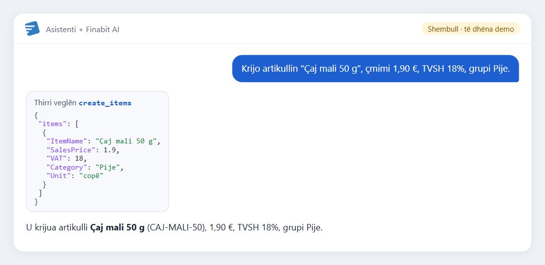 Shembull: Krijo artikullin "Çaj mali 50 g", çmimi 1,90 €, TVSH 18%, grupi Pije.